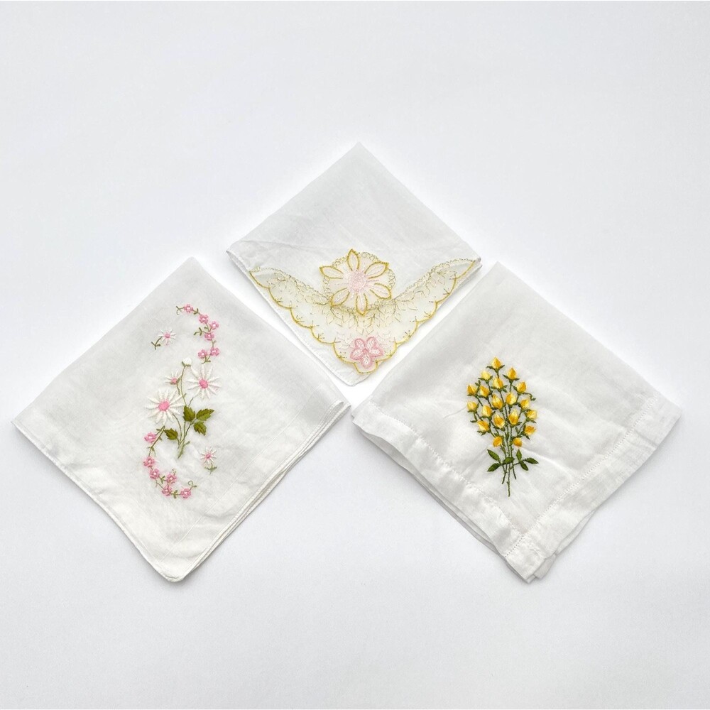 Floral Square Handkerchiefs 1940s-1960s, Hankies, Fashion Accessories